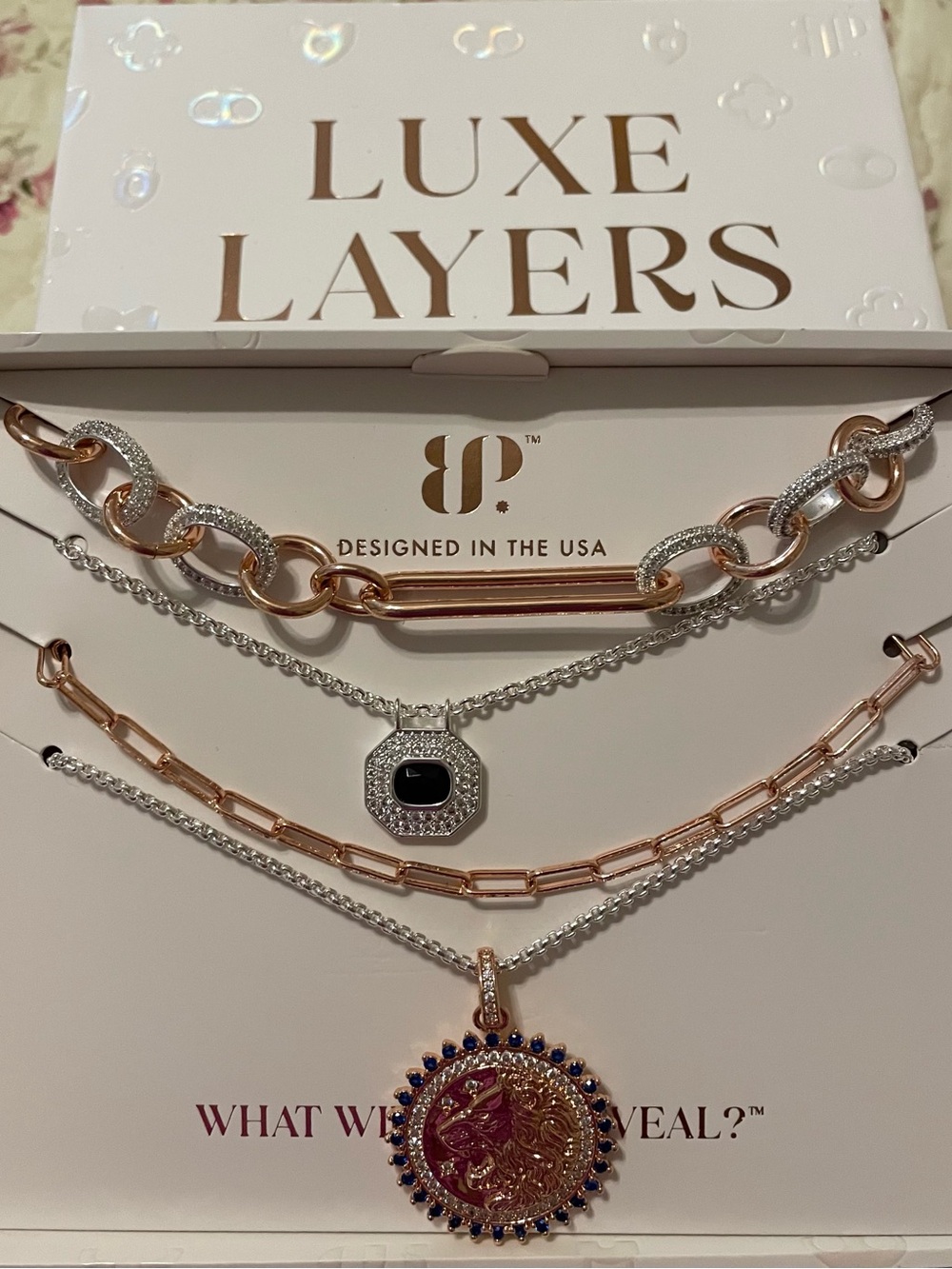 Bomb Party Luxe Layers Ultra Rare Unicorn Rose Gold & Silver Necklace